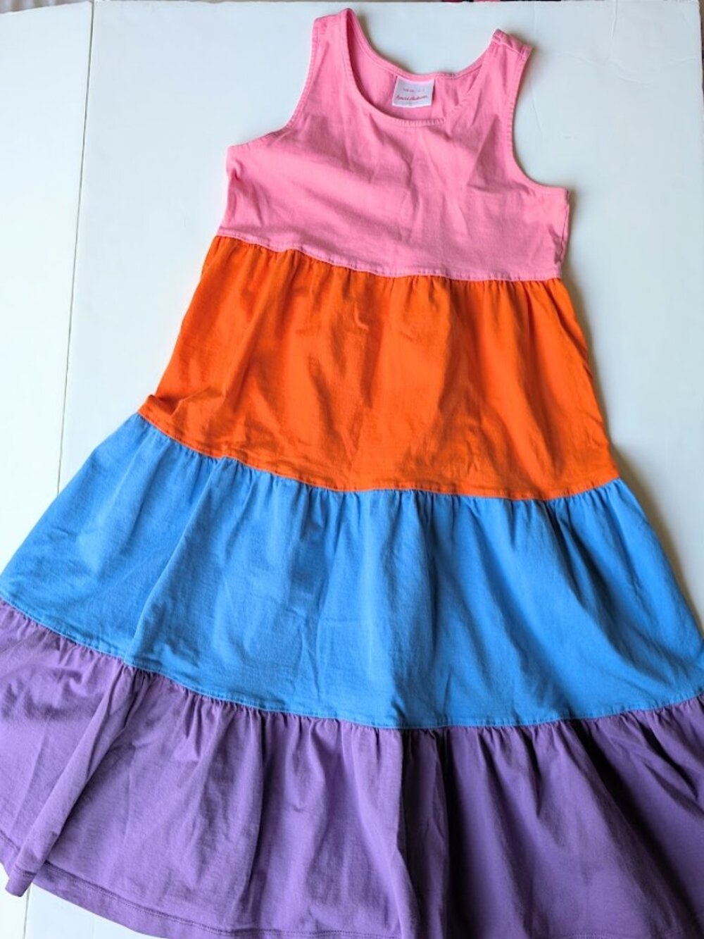 Hanna Andersson Color Block Tiered Tank Twirl Dress - 150cm (US 12)
